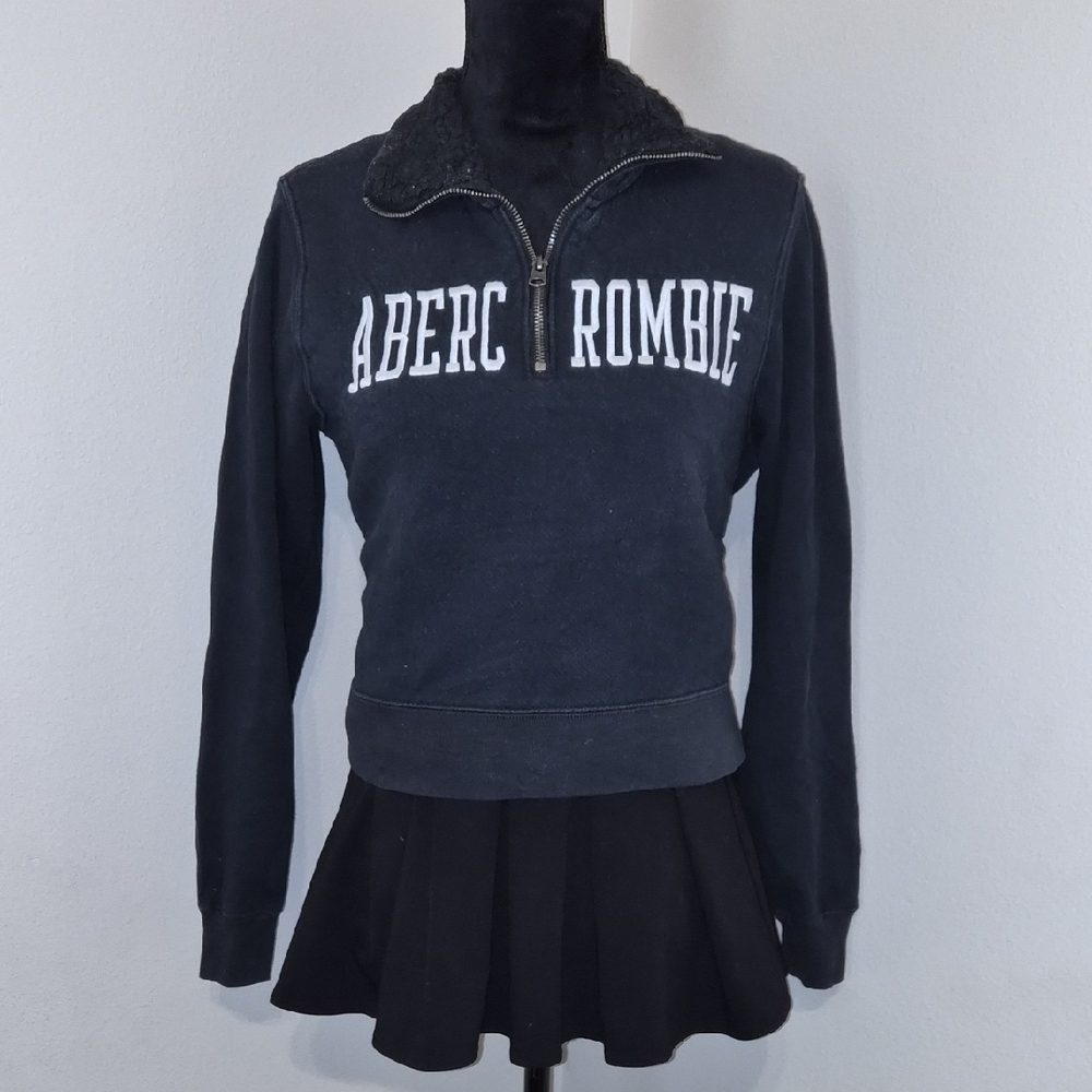 Abercrombie & Fitch Black Sweatshirt with White Lettering - Picture 1 of 2